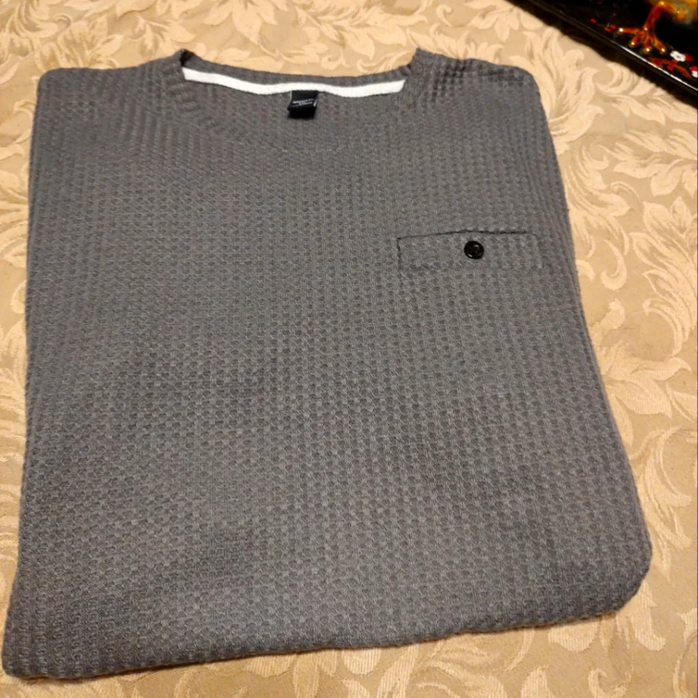 ◾🎱◾NWOT Men's Steel Smoke Charcoal Grey Waffle Knit Tee Shirt T-Shirt - 2XL - Picture 5 of 15